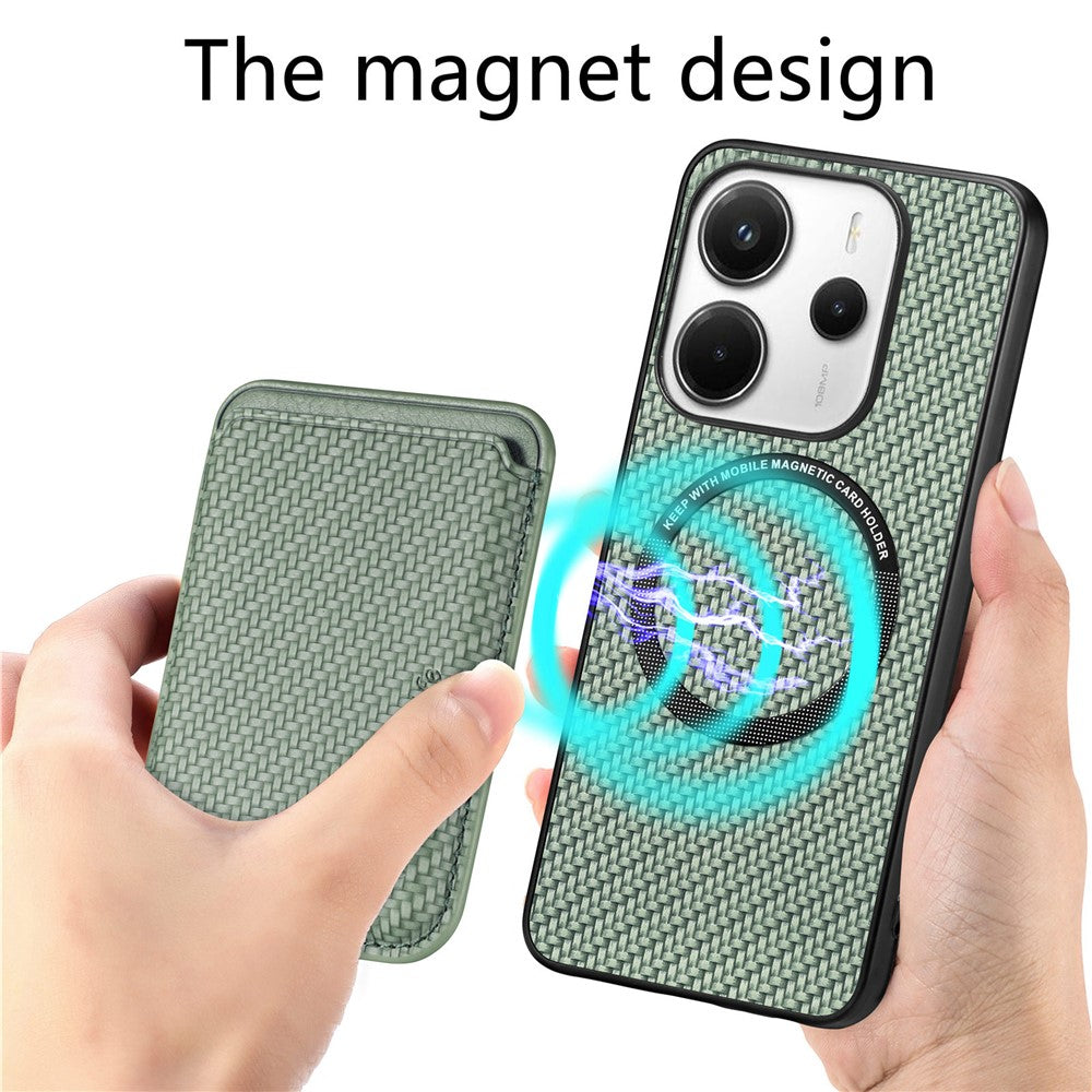 For Xiaomi Redmi Note 14 4G (163.25mm) Case Magnetic Detachable Card Holder Phone Back Cover