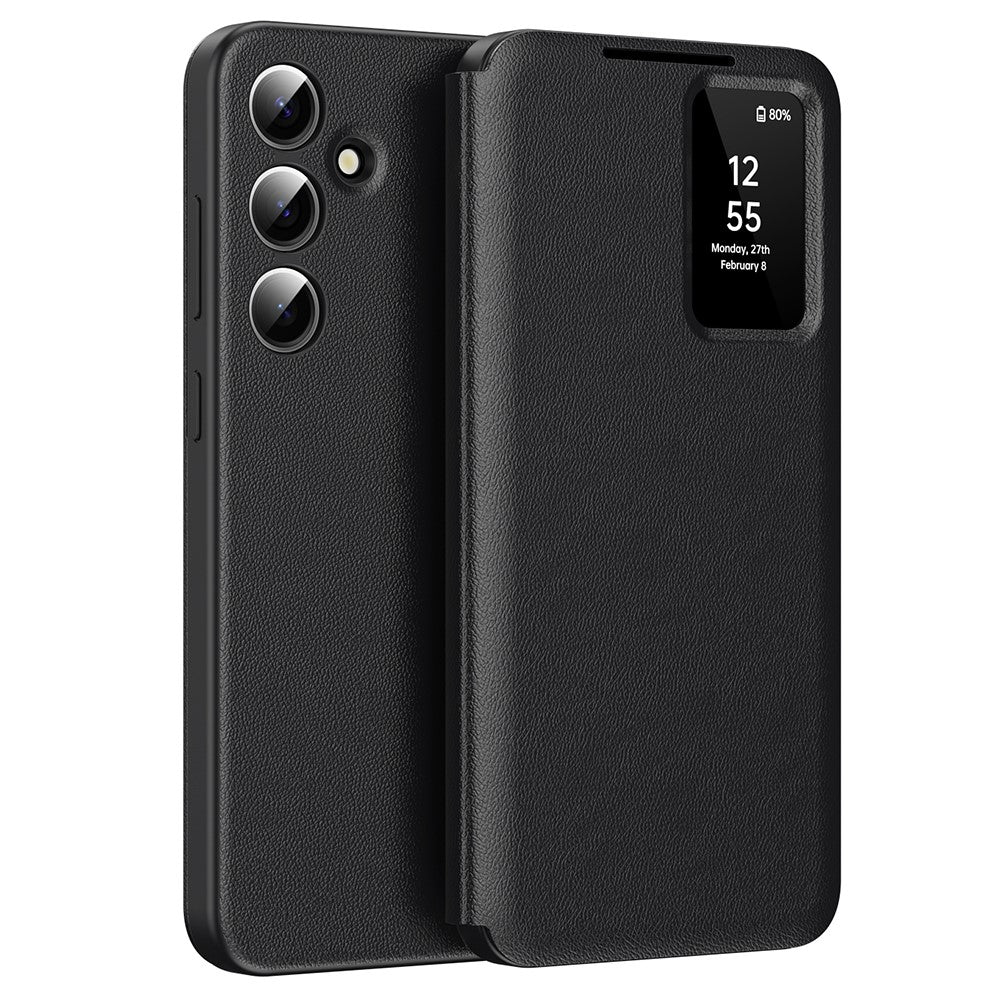 For Samsung Galaxy A55 5G Case with Card Holder Smart View Window Leather Phone Cover