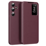 For Samsung Galaxy A55 5G Case with Card Holder Smart View Window Leather Phone Cover