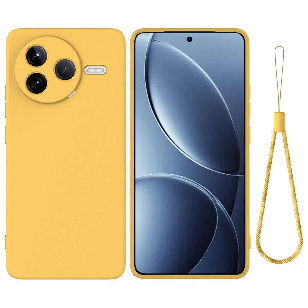 For Xiaomi Poco F7 Pro 5G / Redmi K80 5G Liquid Silicone Case Phone Back Cover with Hand Strap