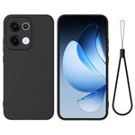 For Oppo Reno13 5G (Global) Liquid Silicone Case Phone Back Cover with Hand Strap
