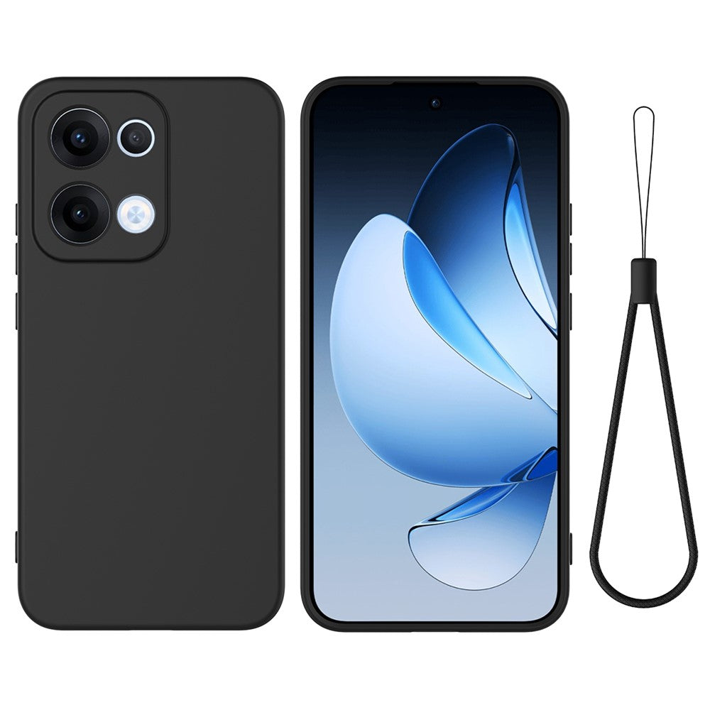 For Oppo Reno13 5G (Global) Liquid Silicone Case Phone Back Cover with Hand Strap