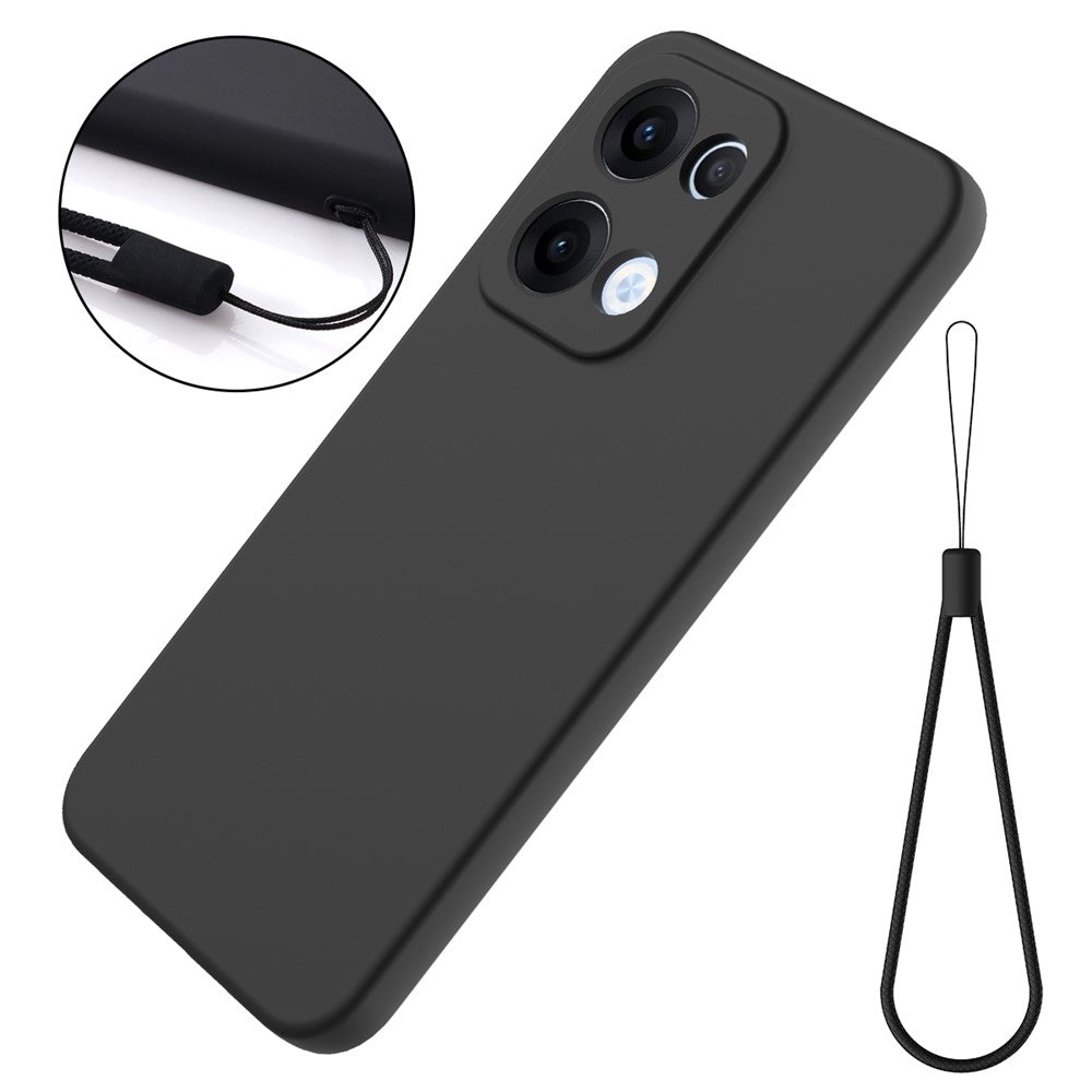 For Oppo Reno13 5G (Global) Liquid Silicone Case Phone Back Cover with Hand Strap