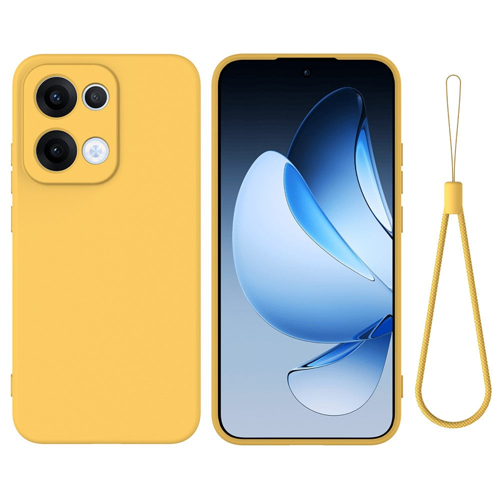 For Oppo Reno13 5G (Global) Liquid Silicone Case Phone Back Cover with Hand Strap