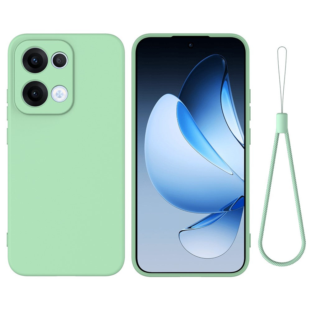 For Oppo Reno13 5G (Global) Liquid Silicone Case Phone Back Cover with Hand Strap