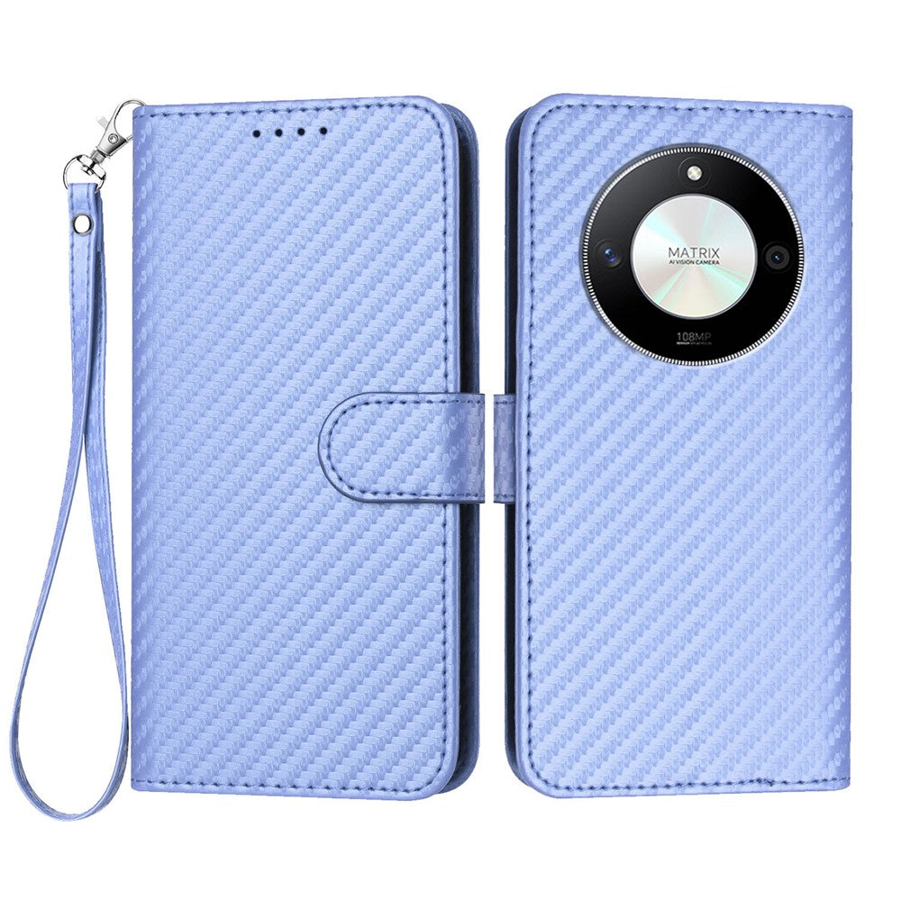 Honor X9b 5G / Honor Magic6 Lite 5G / Honor X50 GT 5G / Honor X50 Pro 5G / Honor X50 5G-pungcover med rem, lædercover med kulfibertekstur