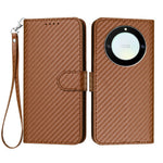 For Honor X9a 5G / Honor Magic5 Lite 5G / Honor X40 5G Wallet Case with Strap Carbon Fiber Texture Leather Mobile Cover