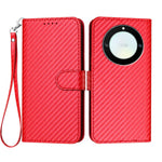 For Honor X9a 5G / Honor Magic5 Lite 5G / Honor X40 5G Wallet Case with Strap Carbon Fiber Texture Leather Mobile Cover