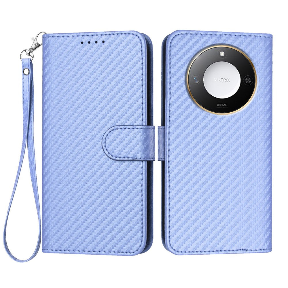 For Honor X60 5G / Honor X9c Smart 5G Wallet Case with Strap Carbon Fiber Texture Leather Mobile Cover