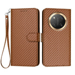 For Honor X60 Pro 5G / Honor Magic7 Lite 5G / Honor X9c 5G Wallet Case with Strap Carbon Fiber Texture Leather Mobile Cover