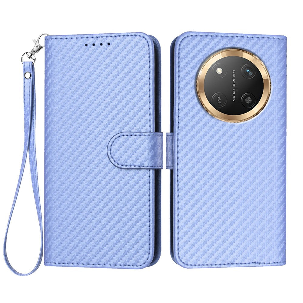 For Honor X60 Pro 5G / Honor Magic7 Lite 5G / Honor X9c 5G Wallet Case with Strap Carbon Fiber Texture Leather Mobile Cover