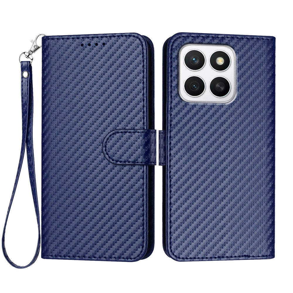 Honor X8b 4G / Honor X8c 4G Pung Etui med Rem Kulfiber Tekstur Læder Mobilcover