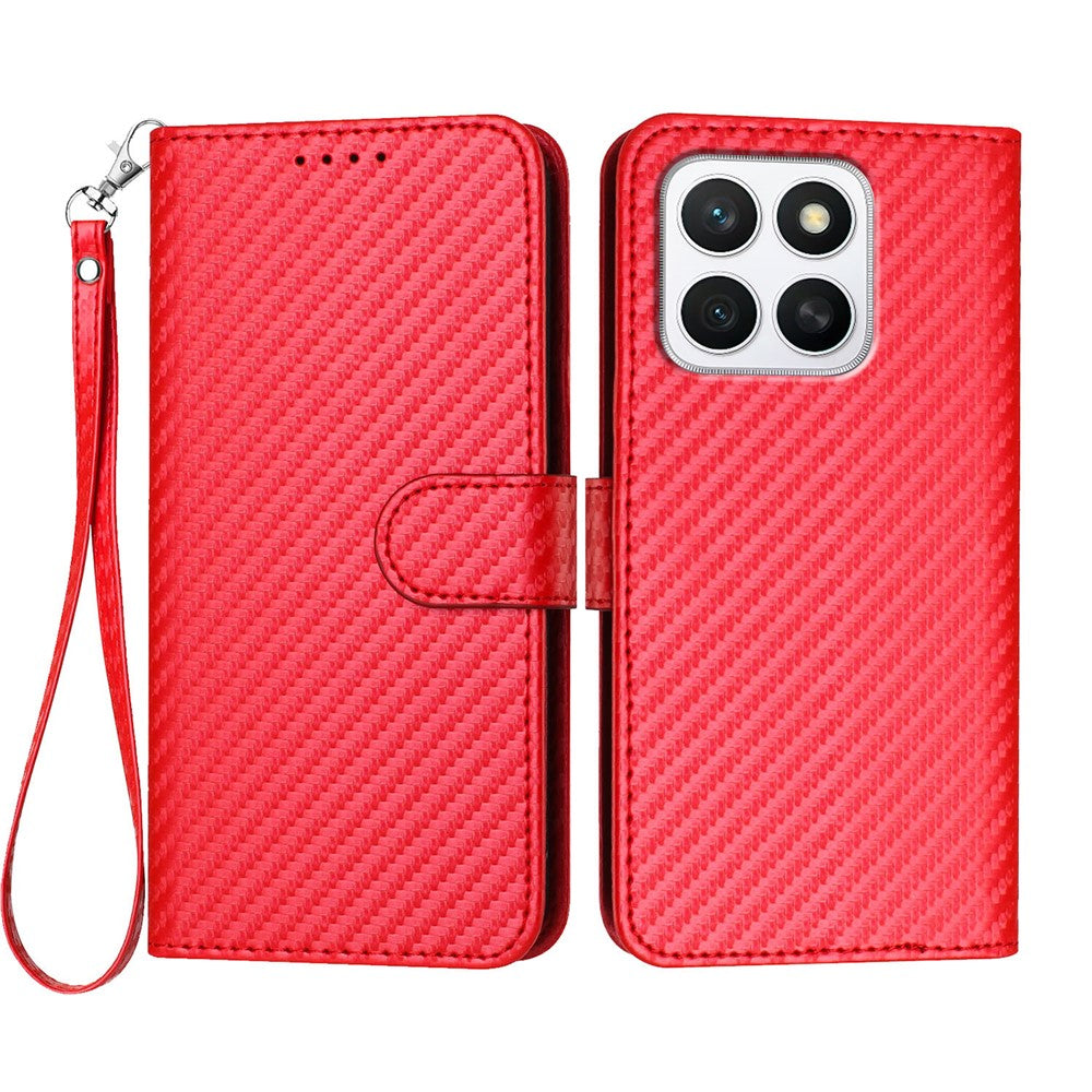 Honor X8b 4G / Honor X8c 4G Pung Etui med Rem Kulfiber Tekstur Læder Mobilcover