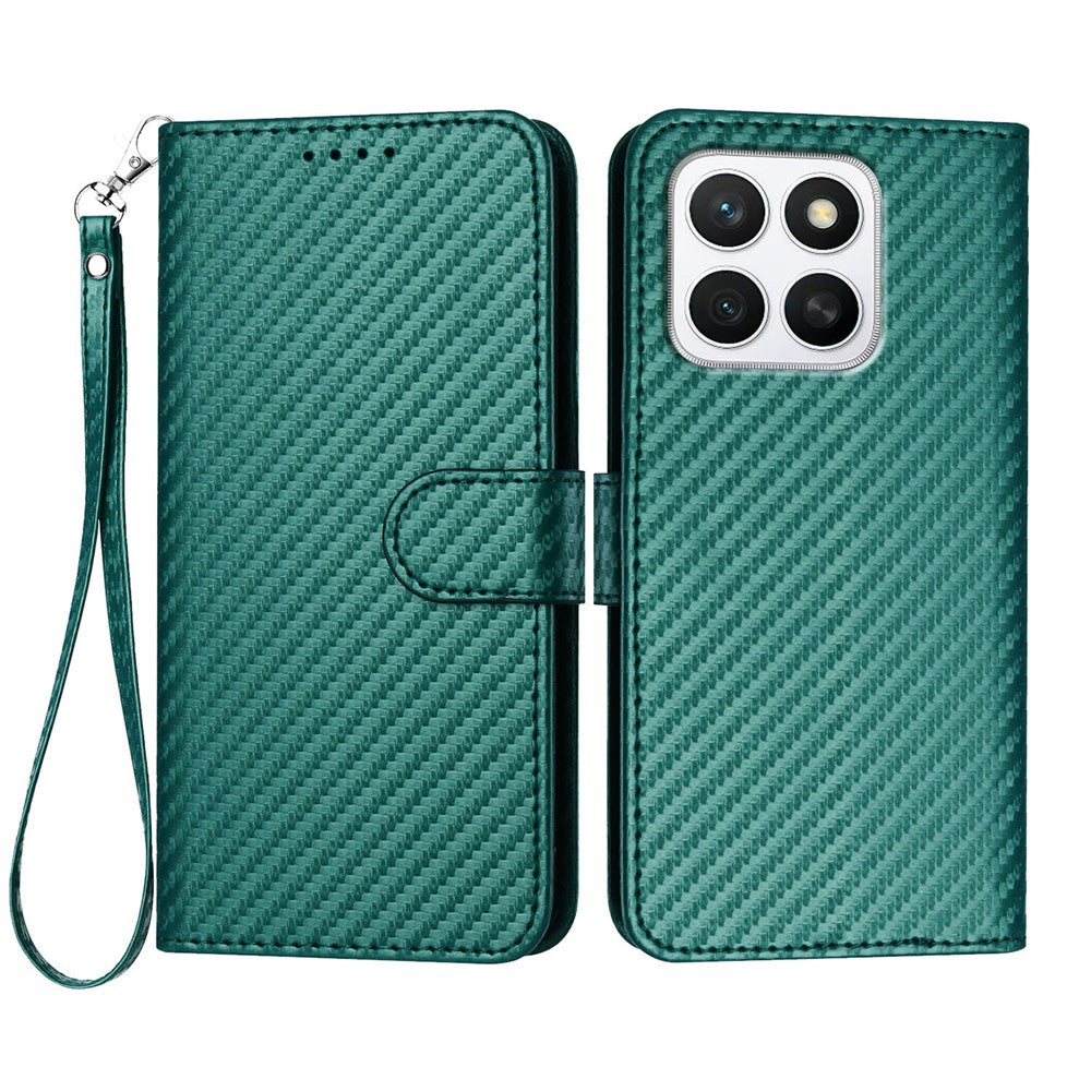Honor X8b 4G / Honor X8c 4G Pung Etui med Rem Kulfiber Tekstur Læder Mobilcover