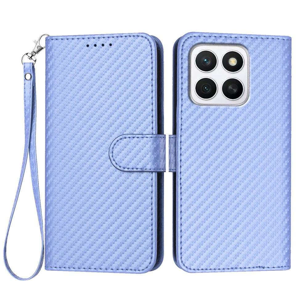 Honor X8b 4G / Honor X8c 4G Pung Etui med Rem Kulfiber Tekstur Læder Mobilcover