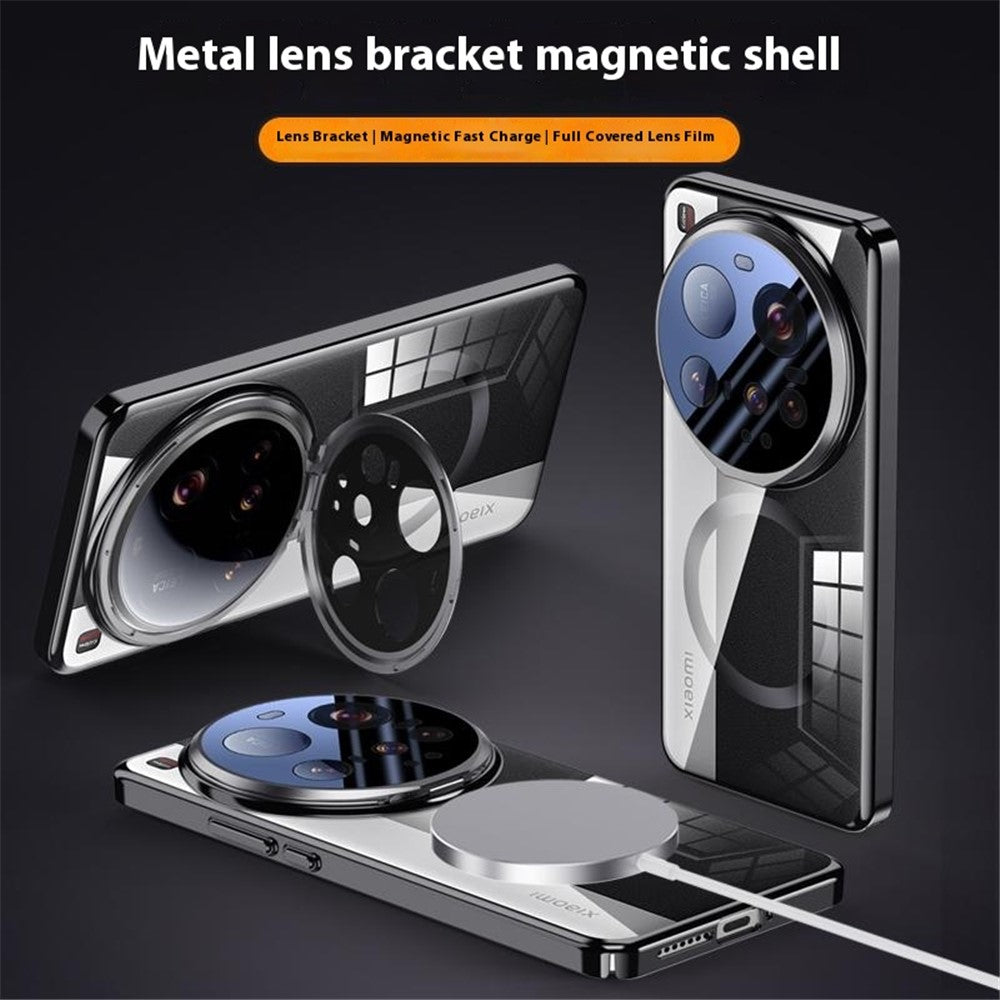 For Xiaomi 15 Ultra Magnetic Case Lens Film Kickstand Clear PC Back Cover