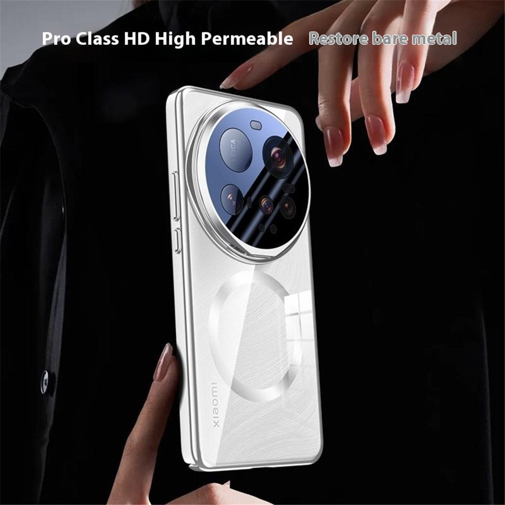 For Xiaomi 15 Ultra Magnetic Case Lens Film Kickstand Clear PC Back Cover