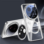 For Xiaomi 15 Ultra Magnetic Case Lens Film Kickstand Clear PC Back Cover