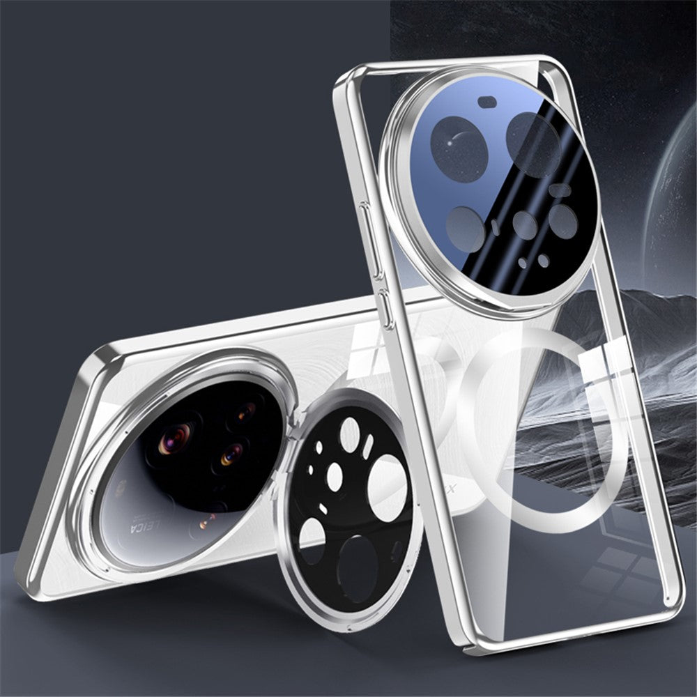 For Xiaomi 15 Ultra Magnetic Case Lens Film Kickstand Clear PC Back Cover