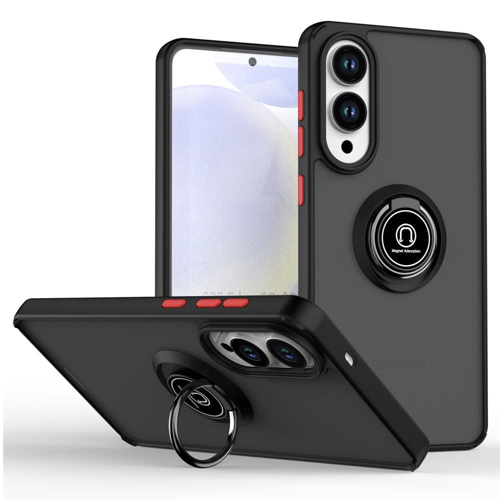 For Samsung Galaxy S25 Edge Case PC + TPU Ring Kickstand Anti Drop Phone Back Cover