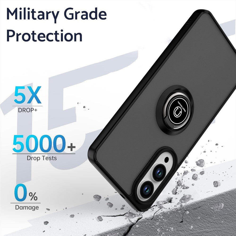 For Samsung Galaxy S25 Edge Case PC + TPU Ring Kickstand Anti Drop Phone Back Cover