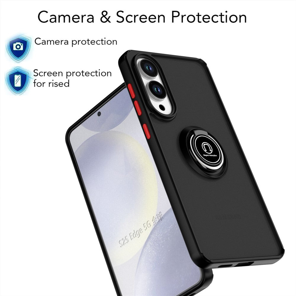 For Samsung Galaxy S25 Edge Case PC + TPU Ring Kickstand Anti Drop Phone Back Cover