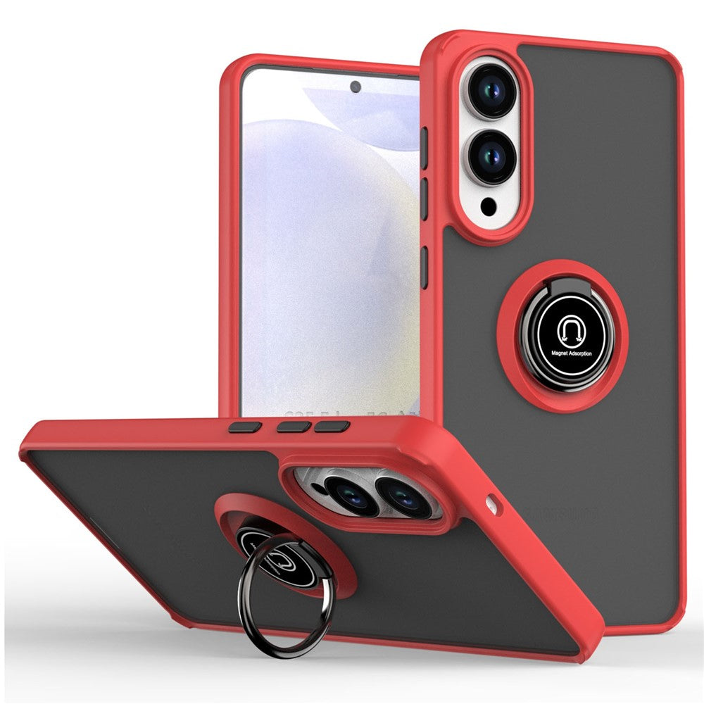For Samsung Galaxy S25 Edge Case PC + TPU Ring Kickstand Anti Drop Phone Back Cover