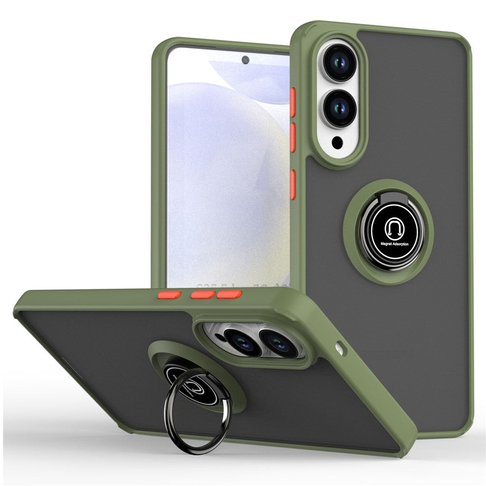For Samsung Galaxy S25 Edge Case PC + TPU Ring Kickstand Anti Drop Phone Back Cover