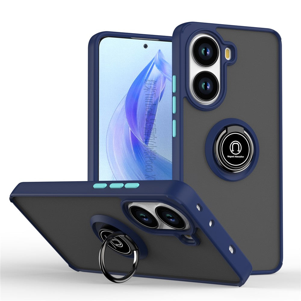 For Xiaomi Poco X7 Pro 5G Case PC + TPU Ring Kickstand Anti Drop Phone Back Cover