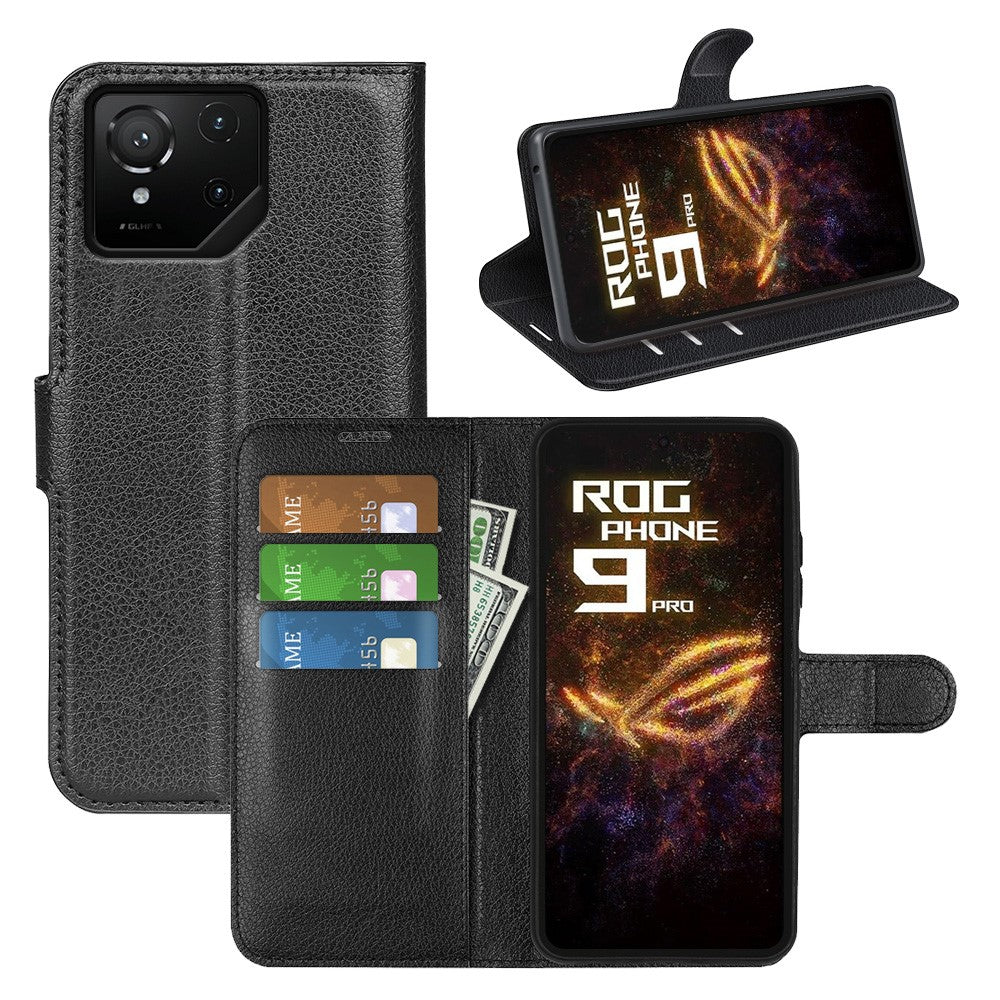 For Asus ROG Phone 9 Pro 5G Case Litchi Texture Shockproof Leather Wallet Phone Cover