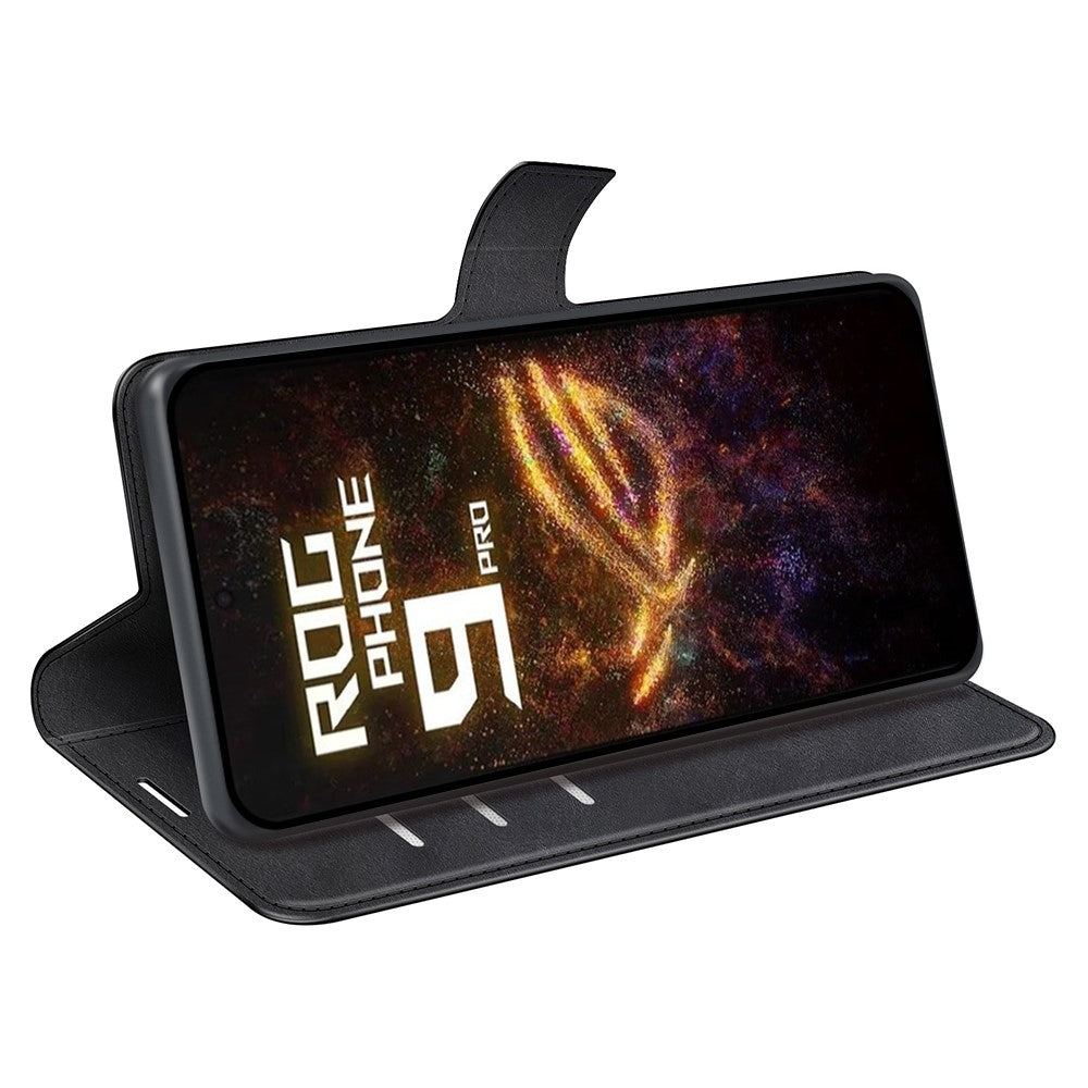 For Asus ROG Phone 9 Pro 5G Stand Case Anti-Scratch Calf Texture Leather Phone Cover