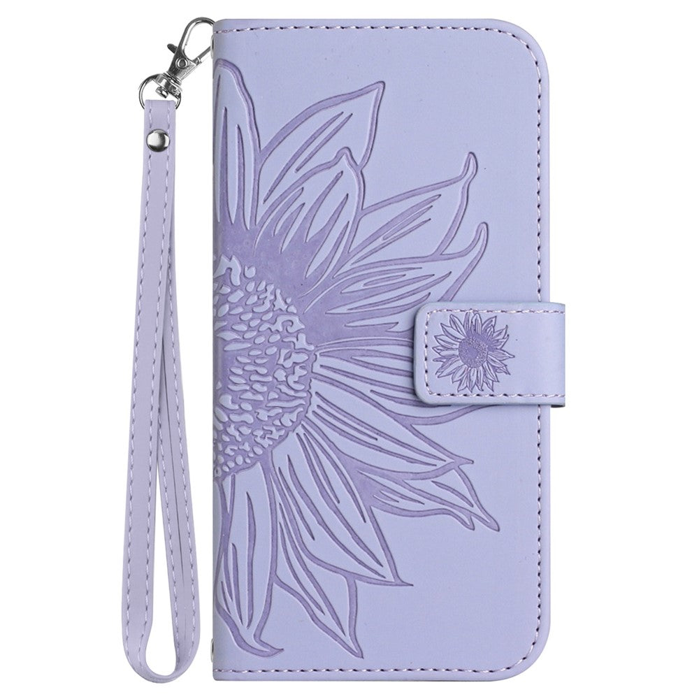 For Honor 400 Lite 5G Case Sunflower Imprint Leather Wallet Phone Cover with Wrist Strap