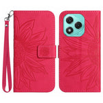 For Honor 400 Lite 5G Case Sunflower Imprint Leather Wallet Phone Cover with Wrist Strap