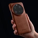 MELKCO For Xiaomi 15 Ultra Magnetic Case Waxy Genuine Cow Leather PC Phone Back Cover