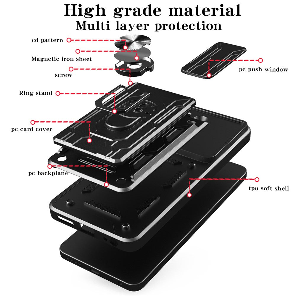 For Xiaomi Poco X7 Pro 5G Case PC + TPU Kickstand Phone Back Cover with Camera Slider