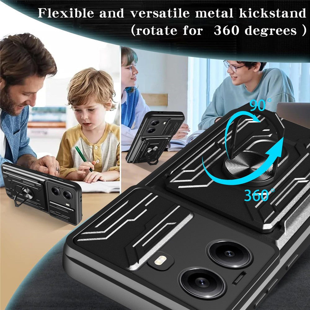 For Xiaomi Poco X7 Pro 5G Case PC + TPU Kickstand Phone Back Cover with Camera Slider