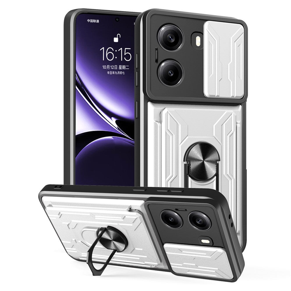 For Xiaomi Poco X7 Pro 5G Case PC + TPU Kickstand Phone Back Cover with Camera Slider