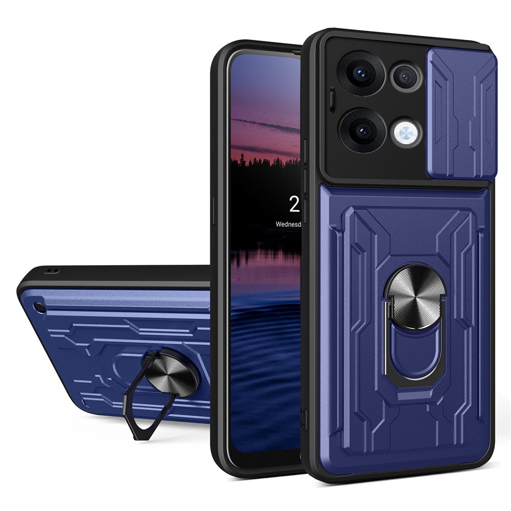 For Oppo Reno13 5G (Global) Case PC + TPU Kickstand Phone Back Cover with Camera Slider