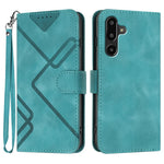 Til Samsung Galaxy M16 5G / Galaxy F16 5G Pung Etui Linje Præget PU Læder Telefoncover med Strop