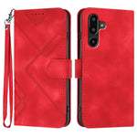 Til Samsung Galaxy M16 5G / Galaxy F16 5G Pung Etui Linje Præget PU Læder Telefoncover med Strop