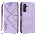 Til Samsung Galaxy M16 5G / Galaxy F16 5G Pung Etui Linje Præget PU Læder Telefoncover med Strop