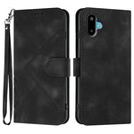 Til Samsung Galaxy M06 5G / Galaxy F06 5G Pung Etui Line Præget PU Læder Telefoncover med Rem