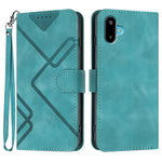Til Samsung Galaxy M06 5G / Galaxy F06 5G Pung Etui Line Præget PU Læder Telefoncover med Rem