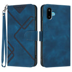 Til Samsung Galaxy M06 5G / Galaxy F06 5G Pung Etui Line Præget PU Læder Telefoncover med Rem