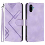 Til Samsung Galaxy M06 5G / Galaxy F06 5G Pung Etui Line Præget PU Læder Telefoncover med Rem