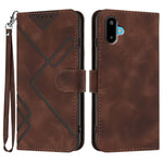 Til Samsung Galaxy M06 5G / Galaxy F06 5G Pung Etui Line Præget PU Læder Telefoncover med Rem