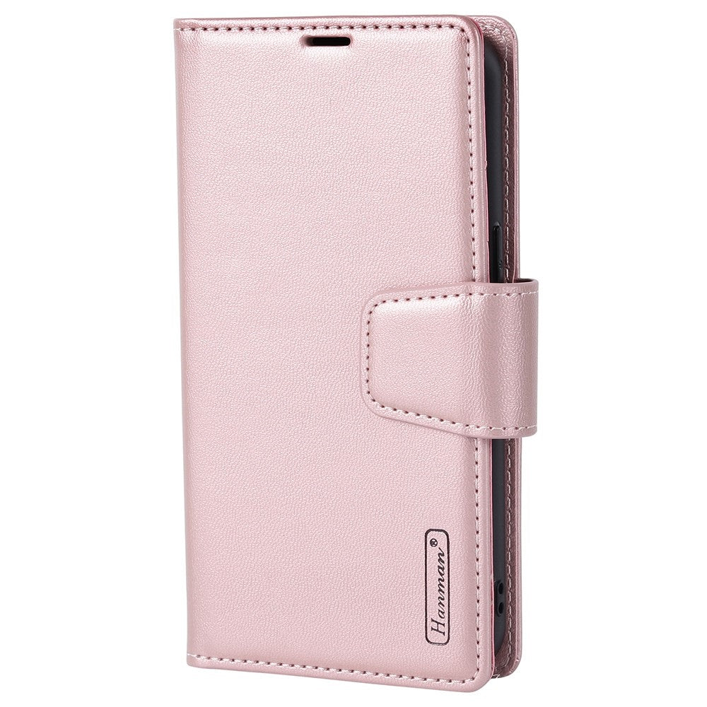 HANMAN Miro2 Series til iPhone 14 Pro PU-læderpungtelefoncover med magnetisk aftagelig stander og flipcover