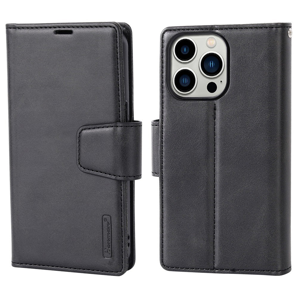 HANMAN Miro2 Series til iPhone 14 Pro PU-læderpungtelefoncover med magnetisk aftagelig stander og flipcover