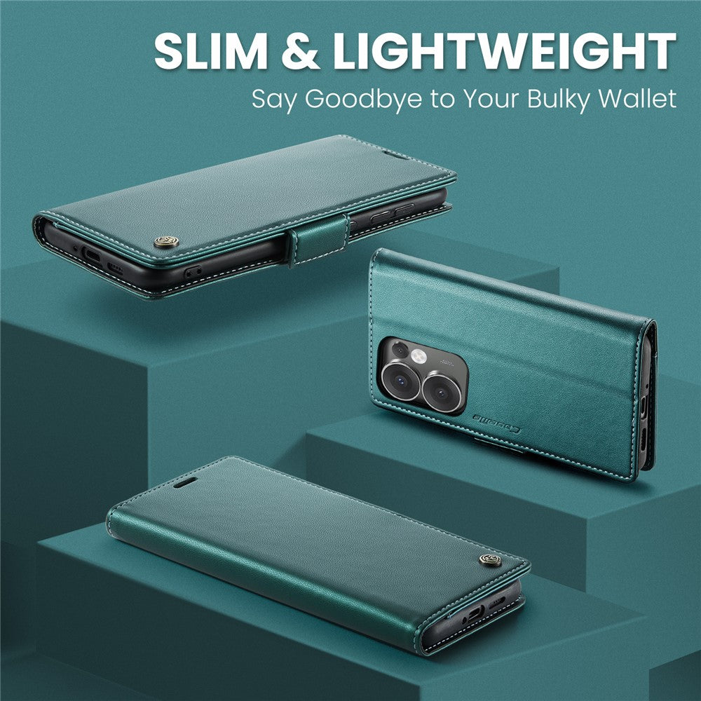 CASEME cover 023-serien til Oppo Reno13 F 5G (Reno 13 FS 5G) / 4G, RFID-blokerende læderpung med stativ