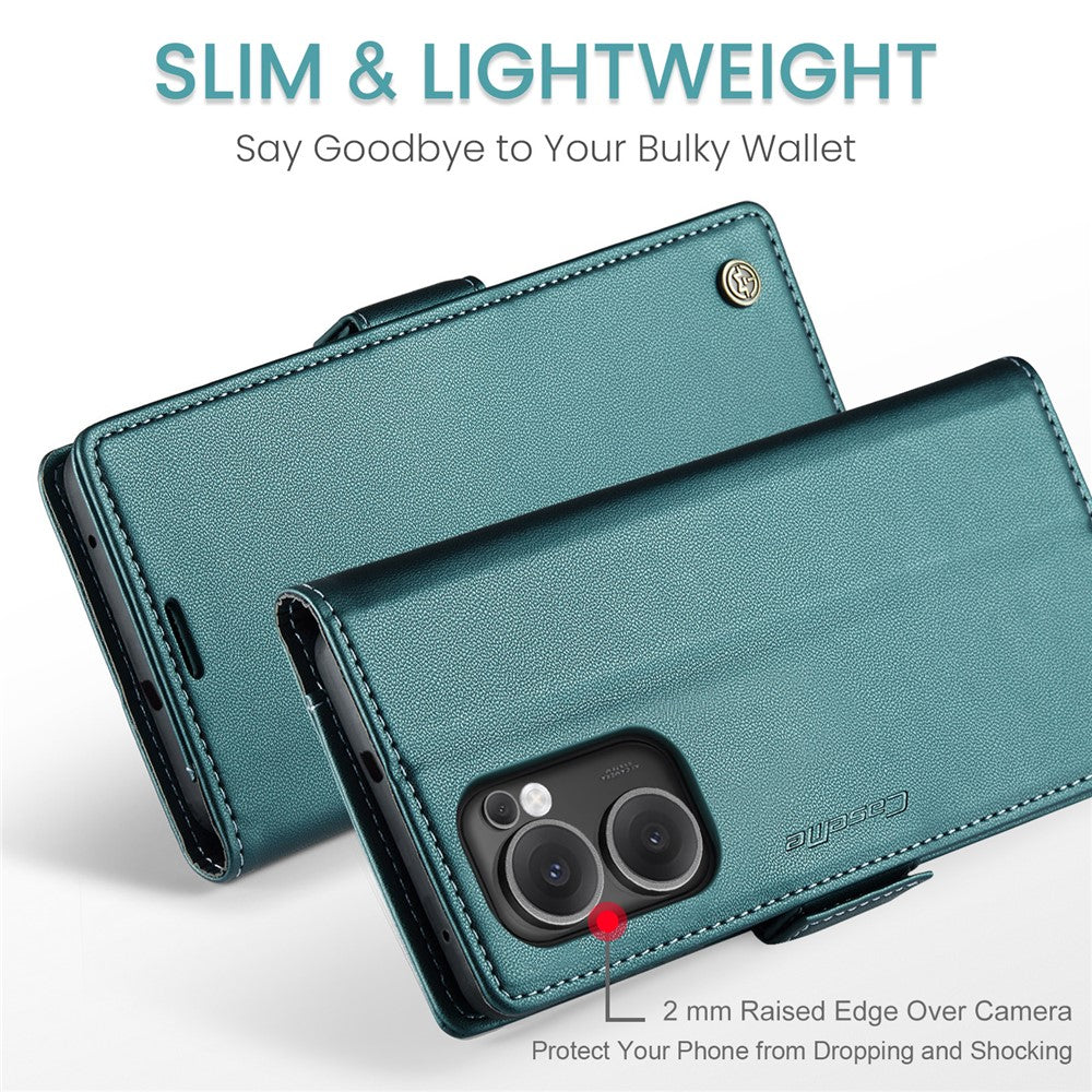 CASEME cover 023-serien til Oppo Reno13 F 5G (Reno 13 FS 5G) / 4G, RFID-blokerende læderpung med stativ